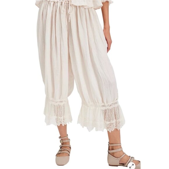 Free People Forever Young Sleep Capri Pants Ivory Lace Trim XS New With Tags - Picture 13 of 16